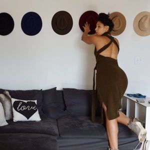 Dresses - Olive Wrap Tie Bodycon Midi Dress Dresses - Olive Wrap Tie Bodycon Midi Dress